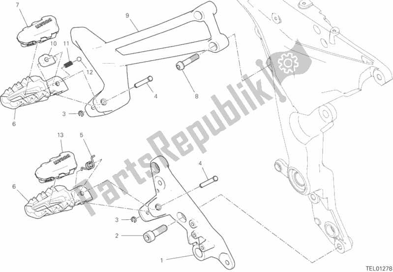 Tutte le parti per il Poggiapiedi, Giusto del Ducati Multistrada 950 S Touring USA 2019